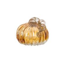 Load image into Gallery viewer, 5.91&quot;D Hand Blown Amber Two-tone Crackle Glass Pumpkin Decor
