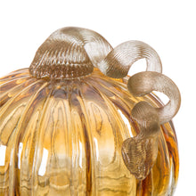 Load image into Gallery viewer, 5.91&quot;D Hand Blown Amber Two-tone Crackle Glass Pumpkin Decor
