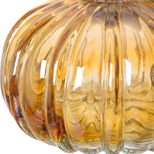 Load image into Gallery viewer, 5.91&quot;D Hand Blown Amber Two-tone Crackle Glass Pumpkin Decor
