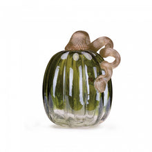 Load image into Gallery viewer, 5.51&quot;H Hand Blown Green Crackle Glass Pumpkin Decor
