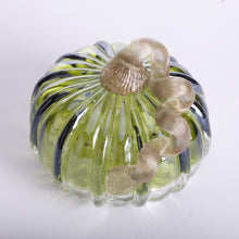 Load image into Gallery viewer, 5.91&quot;D Hand Blown Green Crackle Glass Pumpkin Decor
