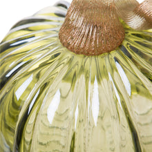 Load image into Gallery viewer, 5.91&quot;D Hand Blown Green Crackle Glass Pumpkin Decor
