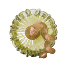 Load image into Gallery viewer, 5.91&quot;D Hand Blown Green Crackle Glass Pumpkin Decor
