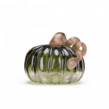 Load image into Gallery viewer, 5.91&quot;D Hand Blown Green Crackle Glass Pumpkin Decor
