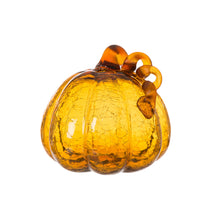 Load image into Gallery viewer, 7.87&quot;L Hand Blown Amber Crackle Glass Pumpkin Decor
