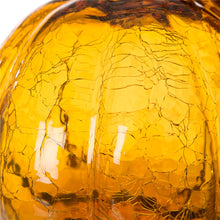 Load image into Gallery viewer, 7.87&quot;L Hand Blown Amber Crackle Glass Pumpkin Decor
