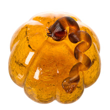 Load image into Gallery viewer, 7.87&quot;L Hand Blown Amber Crackle Glass Pumpkin Decor
