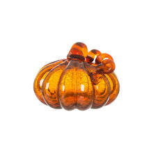 Load image into Gallery viewer, 6.69&quot;L Hand Blown Amber Crackle Glass Pumpkin Decor
