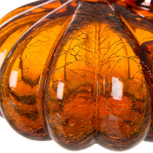 Load image into Gallery viewer, 6.69&quot;L Hand Blown Amber Crackle Glass Pumpkin Decor
