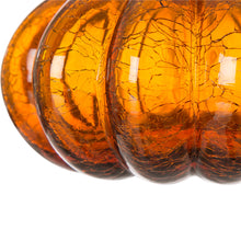 Load image into Gallery viewer, 6.69&quot;L Hand Blown Amber Crackle Glass Pumpkin Decor
