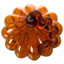 Load image into Gallery viewer, 6.69&quot;L Hand Blown Amber Crackle Glass Pumpkin Decor
