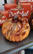 Load image into Gallery viewer, 4.21&quot;H Hand Blown Multi-Striped Glass Pumpkin Decor
