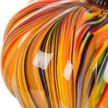 Load image into Gallery viewer, 8.66&quot;D Hand Blown Striped Large Glass Pumpkin Decor
