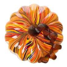 Load image into Gallery viewer, 8.66&quot;D Hand Blown Striped Large Glass Pumpkin Decor
