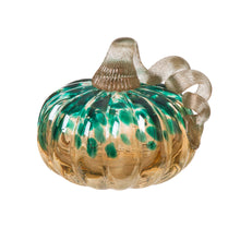 Load image into Gallery viewer, 4.13&#39;&#39;H Hand Blown Blue/Gold Glitter Glass Pumpkin Table Accent Decor
