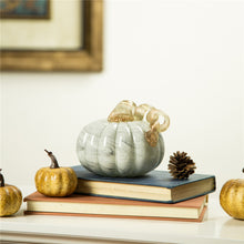 Load image into Gallery viewer, 5.12&#39;D Hand Blown Gray Marbleized Glass Pumpkin Decor
