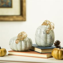 Load image into Gallery viewer, 5.12&#39;D Hand Blown Gray Marbleized Glass Pumpkin Decor
