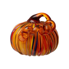 Load image into Gallery viewer, S/2 Multi Striped Glass Short Pumpkin Decor
