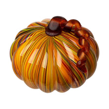 Load image into Gallery viewer, S/2 Multi Striped Glass Short Pumpkin Decor
