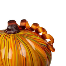 Load image into Gallery viewer, S/2 Multi Striped Glass Short Pumpkin Decor
