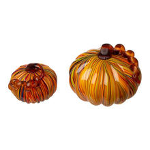 Load image into Gallery viewer, S/2 Multi Striped Glass Short Pumpkin Decor
