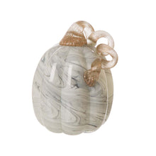 Load image into Gallery viewer, S/2 Hand Blown Gray Marbleized Glass Pumpkin Decor
