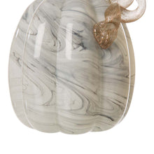 Load image into Gallery viewer, S/2 Hand Blown Gray Marbleized Glass Pumpkin Decor
