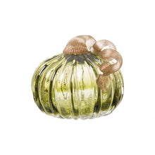 Load image into Gallery viewer, S/2 Green &amp; Amber Crackle Glass Short Pumpkin（in same size）
