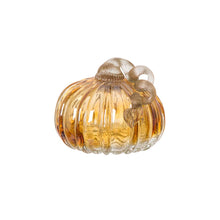 Load image into Gallery viewer, S/2 Green &amp; Amber Crackle Glass Short Pumpkin（in same size）
