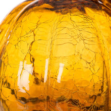 Load image into Gallery viewer, S/2 Hand Blown Amber Crackle Glass Pumpkin Decor
