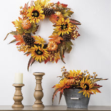 Load image into Gallery viewer, 24&quot;D Yellow/Orange Sunflower Wreath
