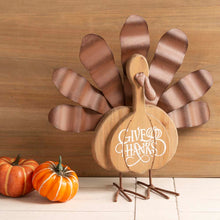 Load image into Gallery viewer, 12.28&quot; L Wooden Metal Turkey Table Decor Thanksgiving Decorative
