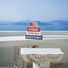 Load image into Gallery viewer, 8.5&quot;L Home Of The Free Because Of The Brave Sign Wooden Patriotic Decorative Table Decor
