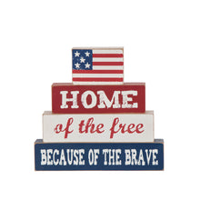 Load image into Gallery viewer, 8.5&quot;L Home Of The Free Because Of The Brave Sign Wooden Patriotic Decorative Table Decor
