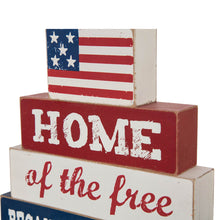 Load image into Gallery viewer, 8.5&quot;L Home Of The Free Because Of The Brave Sign Wooden Patriotic Decorative Table Decor
