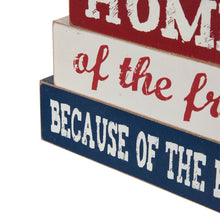 Load image into Gallery viewer, 8.5&quot;L Home Of The Free Because Of The Brave Sign Wooden Patriotic Decorative Table Decor
