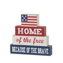 Load image into Gallery viewer, 8.5&quot;L Home Of The Free Because Of The Brave Sign Wooden Patriotic Decorative Table Decor
