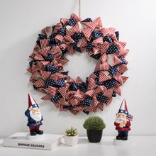 Load image into Gallery viewer, 19&quot;D Fabric Patriotic Stripes and Stars Wreath
