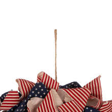 Load image into Gallery viewer, 19&quot;D Fabric Patriotic Stripes and Stars Wreath
