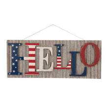 Load image into Gallery viewer, 36.10&quot;L Metal/Wooden Patriotic HELLO Wall Décor
