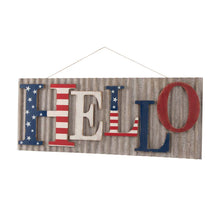 Load image into Gallery viewer, 36.10&quot;L Metal/Wooden Patriotic HELLO Wall Décor
