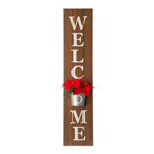 Load image into Gallery viewer, 42&quot;H Wooden &quot;WELCOME&quot; Porch Sign with Metal Planter
