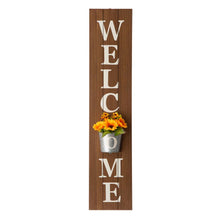 Load image into Gallery viewer, 42&quot;H Wooden &quot;WELCOME&quot; Porch Sign with Metal Planter
