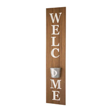 Load image into Gallery viewer, 42&quot;H Wooden &quot;WELCOME&quot; Porch Sign with Metal Planter
