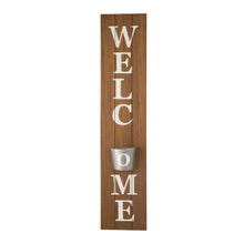 Load image into Gallery viewer, 42&quot;H Wooden &quot;WELCOME&quot; Porch Sign with Metal Planter
