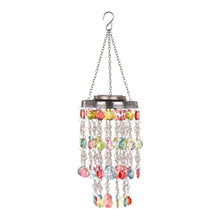 Load image into Gallery viewer, 18.75&quot;H Solar Lighted Hanging Décor with Multicolored Acrylic Jewel Beads
