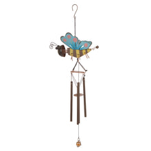 Load image into Gallery viewer, 22&quot;H Hancrafted Wooden/Iron Butterfly Patio Wind Chime
