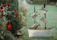 Load image into Gallery viewer, 33.25&quot;H Farmhouse Galvanized Metal Cascading Water Fountain
