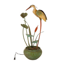 Load image into Gallery viewer, 37&quot;H Floor Standing Antique Green Metal Pelican Water Fountain
