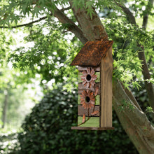 Load image into Gallery viewer, 14.45&quot;H Hanging Two-Tiered Distressed Wooden Garden Bird House With Flowers
